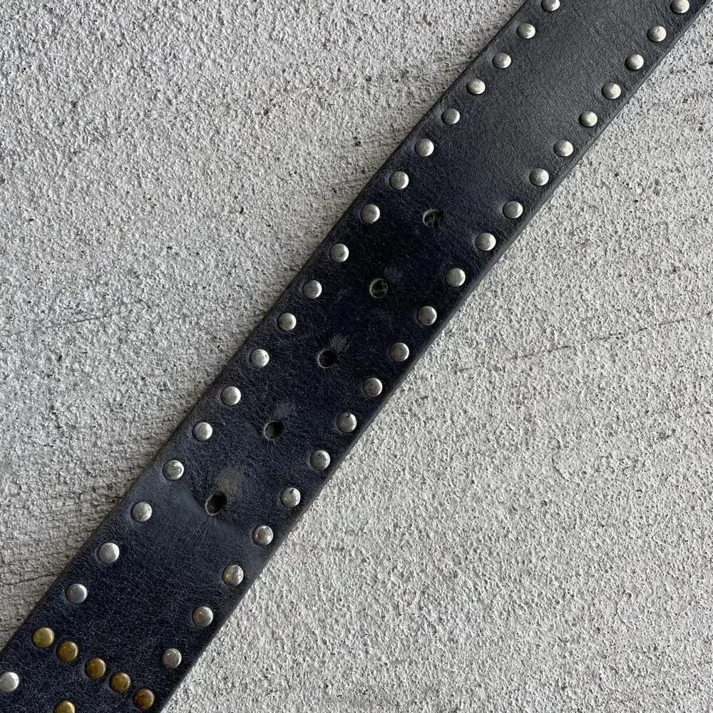 Y2K vintage 2000s black leather studded Calvin Klein belt indie sleaze | XL
